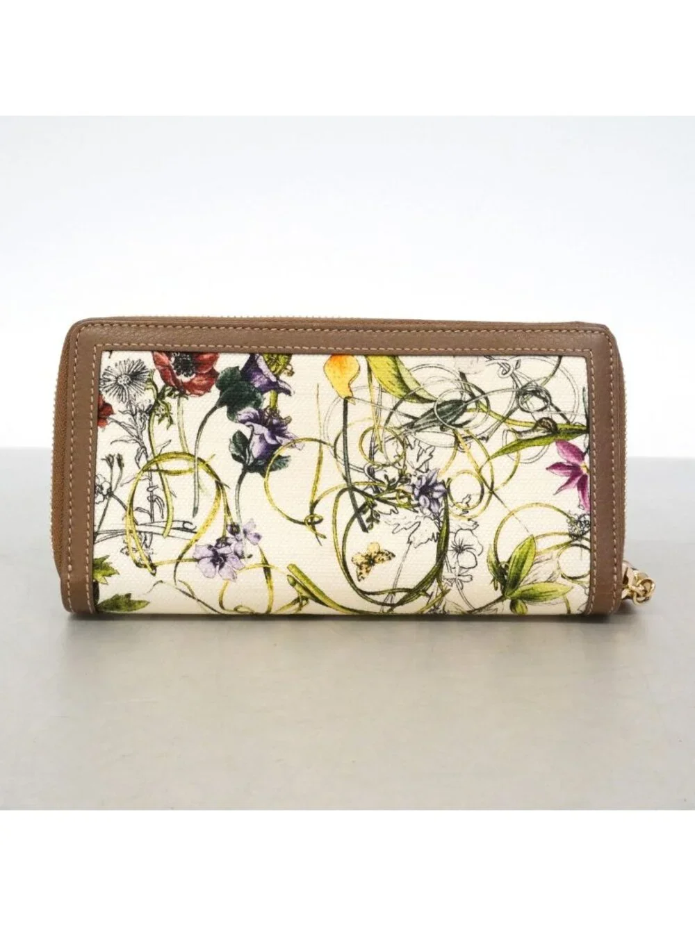 Gucci Wallet Bamboo Flora Canvas Brown Gold